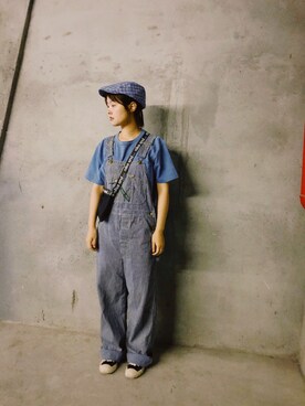 「日系休闲」｜「アイテム（オールインワン・サロペット）」を使った、甄色さん（レディース・162cm）の夏コーディネート
