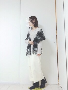 「無地党」｜「アイテム（ブーツ）」を使った、sa…⁂さん（レディース・152cm）の冬コーディネート