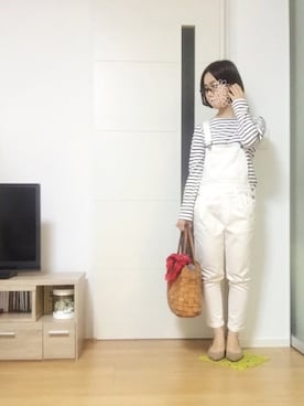 「無地党」｜「アイテム（サロペット/オーバーオール）」を使った、sa…⁂さん（レディース・152cm）の春コーディネート