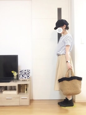 「FREDY&GLOSTER（フレディアンドグロスター）のアイテム（Tシャツ/カットソー）」を使った、sa…⁂さん（レディース・152cm）の夏コーディネート