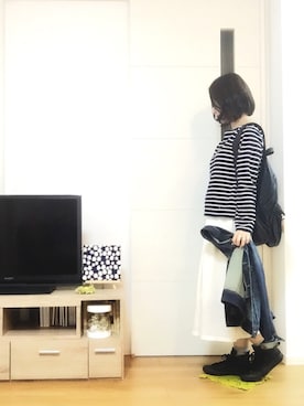 「無地党」｜「アイテム（デニムジャケット）」を使った、sa…⁂さん（レディース・152cm）の秋コーディネート