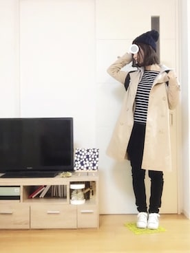 「無地党」｜「アイテム（トレンチコート）」を使った、sa…⁂さん（レディース・152cm）の秋コーディネート