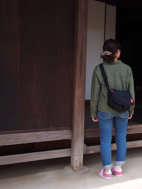 「UNIQLO（ユニクロ）のミリタリーシャツジャケット（その他アウター、グリーン系）」を使った、minastagramさん（レディース・158cm）の春コーディネート