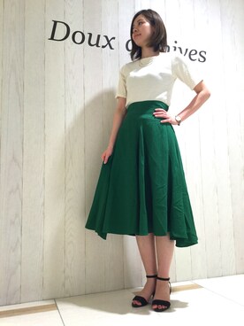 「Doux archives（ドゥアルシーヴ）のアイテム（スカート、グリーン系）」を使った、SAEさん（レディース・167cm）の夏コーディネート