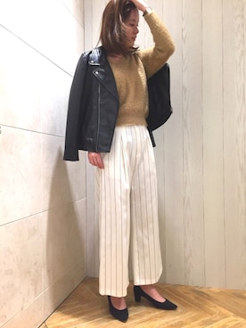 「Doux archives（ドゥアルシーヴ）のアイテム（ライダースジャケット）」を使った、SAEさん（レディース・167cm）の秋コーディネート