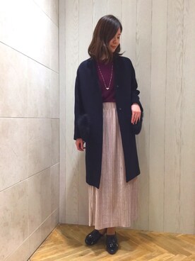 「ベロアスカート」｜「アイテム（パンプス）」を使った、SAEさん（レディース・167cm）の冬コーディネート
