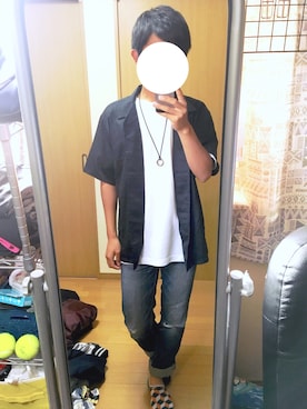 「WEGO（ウィゴー）のWEGO/スモールダブルリングロングネックレス（ネックレス、ブラック系）」を使った、しょうへいさん（メンズ・167cm）の春コーディネート