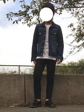 「UNIQLO（ユニクロ）のWOMEN ウルトラストレッチジーンズ（デニムパンツ）」を使った、うめちぃさん（メンズ・157cm）の秋コーディネート