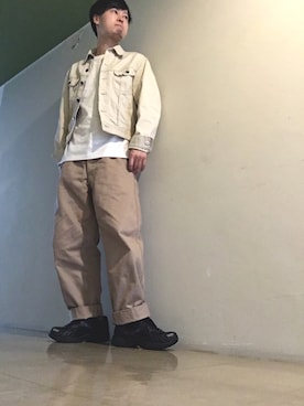 「Lee（リー）のアイテム（ライダースジャケット）」を使った、ryoさん（メンズ・171cm）の春コーディネート