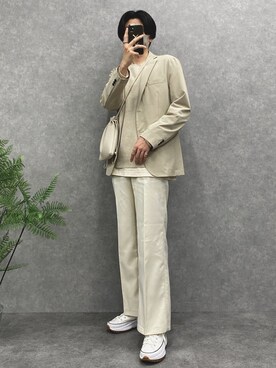「アイテム（テーラードジャケット、ホワイト系）」を使った、syogoさん（メンズ・178cm）の春コーディネート