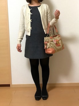 「STRAWBERRY-FIELDS（ストロベリーフィールズ）のアイテム（カーディガン/ボレロ）」を使った、Mihiroさん（レディース・158cm）の冬コーディネート