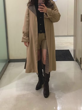 「GUコーデ」｜「アイテム（トレンチコート）」を使った、hさん（レディース・153cm）の冬コーディネート