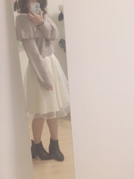 「オーガンジー」｜「アイテム（ブーティ）」を使った、るるさん（レディース・155cm）の冬コーディネート
