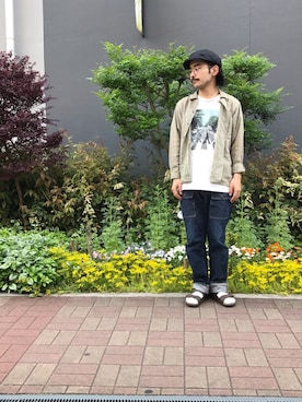 「アイテム（キャスケット）」を使った、タカシマ ヨシノブさん（メンズ・168cm）の春コーディネート