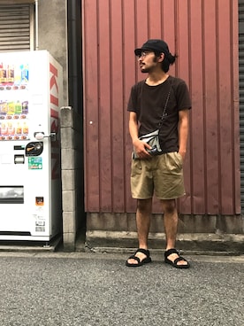 「MHL.」｜「アイテム（帽子）」を使った、タカシマ ヨシノブさん（メンズ・168cm）の夏コーディネート