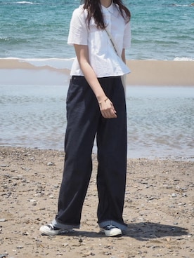 「Graphpaper（グラフペーパー）のアイテム（パンツ）」を使った、mai_haruさん（レディース・170cm）の春コーディネート