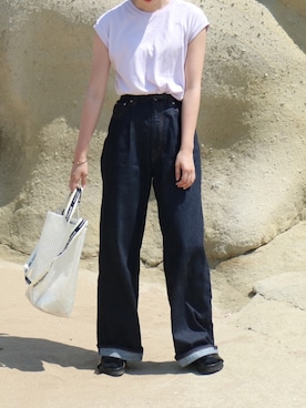 「Graphpaper（グラフペーパー）のアイテム（パンツ）」を使った、mai_haruさん（レディース・170cm）の夏コーディネート