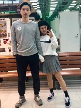 「H&M（エイチ・アンド・エム）のアイテム（その他パンツ）」を使った、Minji Ijnimさん（レディース・160cm）の冬コーディネート