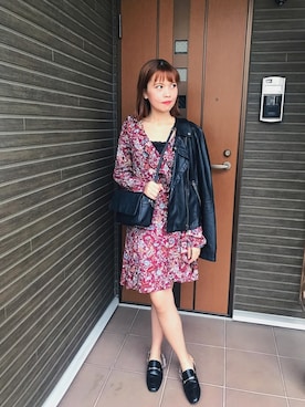 「FOREVER 21（フォーエバー トゥエンティーワン）のアイテム（ライダースジャケット）」を使った、Minji Ijnimさん（レディース・160cm）の秋コーディネート