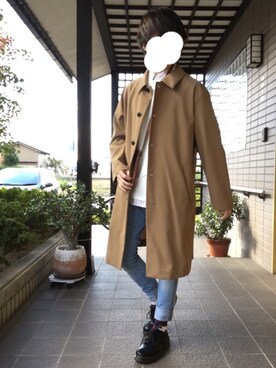 「シンプルおしゃれが好き」｜「アイテム（ステンカラーコート）」を使った、すみやんさん（メンズ・162cm）の秋コーディネート