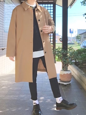 「アイテム（ステンカラーコート）」を使った、すみやんさん（メンズ・162cm・20代）の秋コーディネート