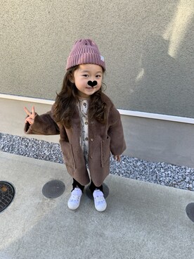 「MERCI（メルシー）のアイテム（ジャケット/アウター）」を使った、riichannさん（キッズ・90cm）の冬コーディネート
