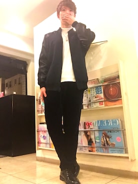 「EN ROUTE（アンルート）のアイテム（ブルゾン）」を使った、Tatsuya Fukumotoさん（メンズ・168cm）の冬コーディネート