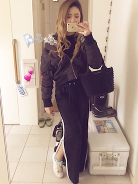 「SPINNS（スピンズ）のアイテム（ミリタリージャケット）」を使った、Rina♡さん（レディース・163cm）の秋コーディネート