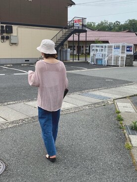 「LOWRYS FARM（ローリーズファーム）のCONEハイライズワイドデニム　800874（デニムパンツ）」を使った、honoさん（レディース・161cm）の夏コーディネート