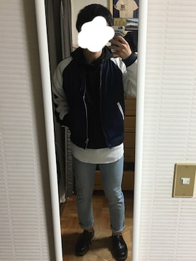 「RAGEBLUE（レイジブルー）のアイテム（スタジャン）」を使った、GETTAさん（メンズ・172cm）の春コーディネート