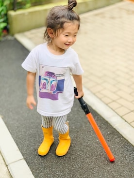 「ストライプ」｜「アイテム（レインシューズ）」を使った、ritomanさん（キッズ・100cm）の夏コーディネート