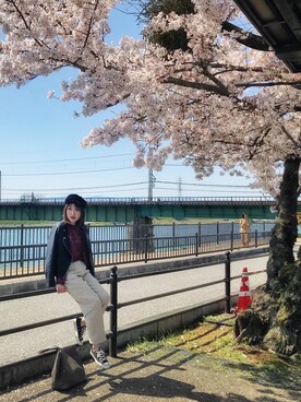 「TODAYFUL（トゥデイフル）のリネンチェックパンツ（その他パンツ）」を使った、NudeSASAさん（レディース・164cm）の春コーディネート