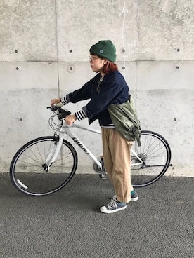 「RNA（アールエヌエー）のR3370 ハイウエスト チノ（チノパンツ）」を使った、asameさん（レディース・153cm）の夏コーディネート