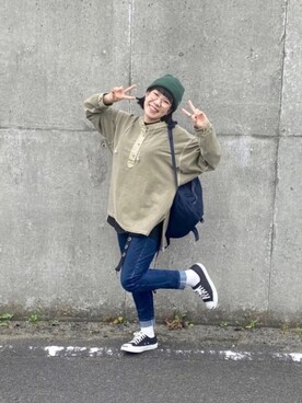 「ラブアンドピース2020」｜「アイテム（ニットキャップ/ビーニー）」を使った、asameさん（レディース・153cm）の秋コーディネート