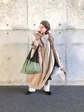「スタッフセンバツ」｜「アイテム（ハンチング/ベレー帽）」を使った、asameさん（レディース・153cm）の秋コーディネート