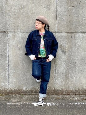 「スタッフセンバツ」｜「アイテム（ハンチング/ベレー帽）」を使った、asameさん（レディース・153cm）の冬コーディネート