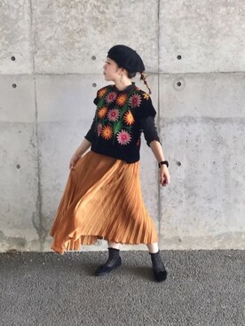 「スタッフセンバツ」｜「アイテム（ハンチング/ベレー帽）」を使った、asameさん（レディース・153cm）の秋コーディネート