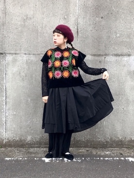 「スタッフセンバツ」｜「アイテム（ハンチング/ベレー帽）」を使った、asameさん（レディース・153cm）の秋コーディネート