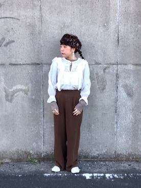 「スタッフセンバツ」｜「アイテム（ハンチング/ベレー帽）」を使った、asameさん（レディース・153cm）の秋コーディネート