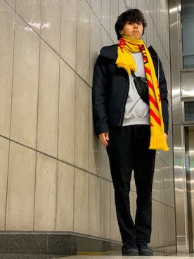 「STUDIOUS（ステュディオス）のアイテム（ダウンジャケット/コート）」を使った、純白さん（メンズ・174cm）の冬コーディネート
