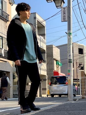 「STUDIOUS（ステュディオス）のアイテム（ダウンジャケット/コート）」を使った、純白さん（メンズ・174cm）の冬コーディネート