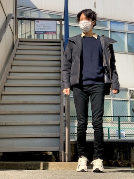 「STUDIOUS（ステュディオス）のアイテム（ダウンジャケット/コート）」を使った、純白さん（メンズ・174cm）の秋コーディネート