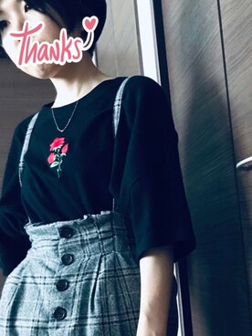 「部屋撮り」｜「アイテム（ハンチング/ベレー帽）」を使った、izumi-ktaさん（レディース・152cm）の夏コーディネート