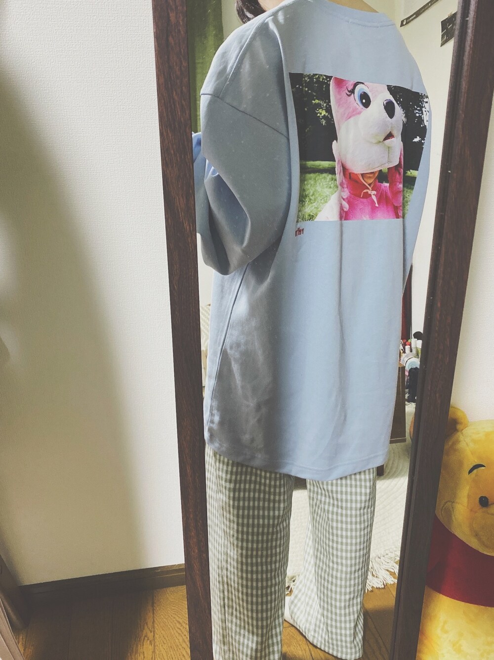 「ロンT、カジュアル、ラフ」｜「rel'mのアイテム（Tシャツ/カットソー、ブルー系）」を使った、ゆきちさん（レディース・151cm）の春コーディネートの1枚目の写真