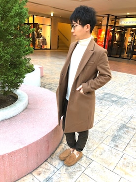 「ツイードパンツ」｜「アイテム（チェスターコート）」を使った、シリウスさん（メンズ・168cm）の冬コーディネート