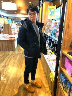 「スエット」｜「アイテム（ダウンジャケット/コート）」を使った、シリウスさん（メンズ・168cm）の冬コーディネート