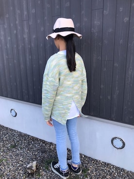 「AEON STYLE（イオンスタイル）のアイテム（帽子）」を使った、eshiさん（キッズ・123cm）の冬コーディネート