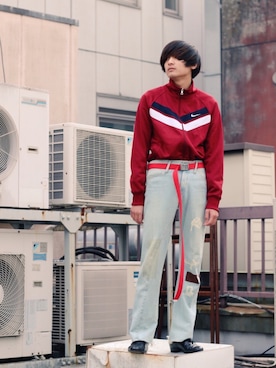 「アイテム（ジャージ）」を使った、岡本 大護さん（メンズ・181cm・10代）の春コーディネート