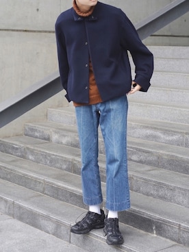 「URU（ウル）のアイテム（ブルゾン）」を使った、岡本 大護さん（メンズ・180cm）の冬コーディネート