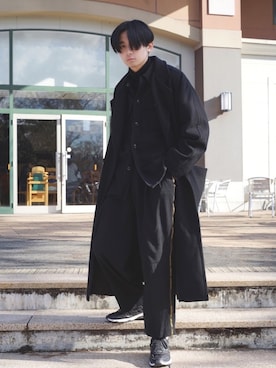 「shiyoh」｜「アイテム（チェスターコート）」を使った、岡本 大護さん（メンズ・180cm）の冬コーディネート